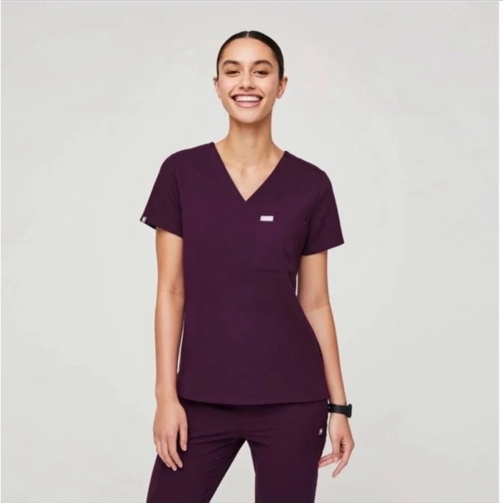 Figs Women's V-Neck Scrub Set in Rich Purple